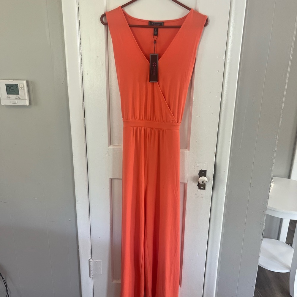 Christian Siriano Coral Sleeveless Jumpsuit